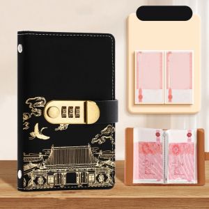SPDD With Password Lock Saving Money Binder Chinese Style Wallet Storage Planner Organizer New Year Gift Handbook Account Book Girls Boys