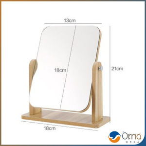 Orna กระจกแต่งหน้าหมุนปรับองศาได้ ขอบอัดทำด้วยไม้  มี 2 ขนาดให้เลือก Makeup mirror