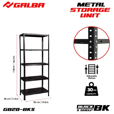 GB All-Metal Storage Shelves 3 4 and 5 Layers Adjustable Steel Rack Galvanize/White/Black