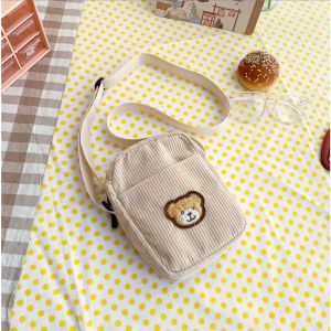 Masterbag - Tas Selempang Corduroy Mini Bear Sling Bag Wanita Remaja Cute Korean Style