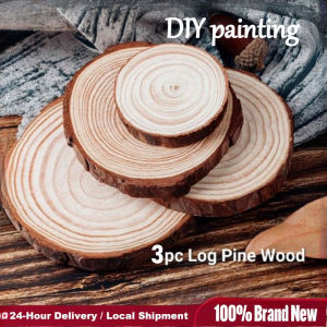 3PCS Thick Natural Pine Round Unfinished Wood Slices Circles With Tree Bark Log Discs Christmas DIY Crafts Wedding Party Painting
