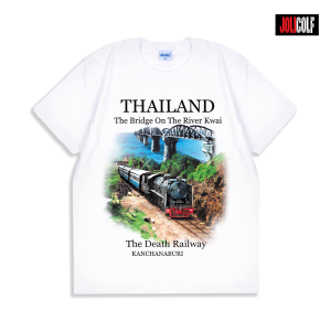 Joligolf เสื้อยืดลายไทย ลายกาญจนบุรี ไร้ตะเข็บข้าง สกรีนชัดไม่หลุดไม่ลอก ลิขสิทธิ์แท้ Landmark Cotton 100% No.024