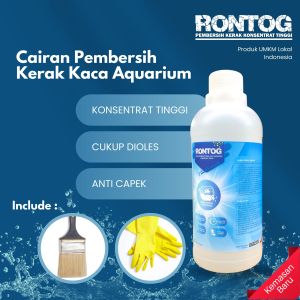 CAIRAN PEMBERSIH KERAK KACA AQUARIUM  + SARUNG TANGAN DAN KUAS - RONTOG 500 ML