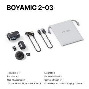 BOYA BOYAMIC 2 Wireless Microphone Lapel Mini Mic AI-Powered Noise Cancelling Microphone for Vlogging Android iPhone DSLR