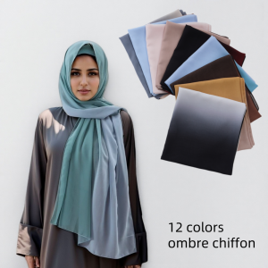 【NEW A 】New Chiffon Ombre Color Hijab Soft Digital Print Women Muslim Scarves Shawl Echarpe Breathable Foulard Dubai Hijabs