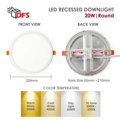 [BUY 3 FREE 1] DFS Led SG Stock Recessed Downlight 6W 8W 15W 20W Adjustable/Tri-Tone/3000k/4000k/6000k