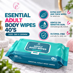 ESENTIAL Adult Body Wipes 40s for Adult Wipe Tissue Tissue Basah Dewasa