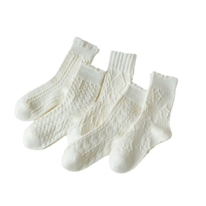 New style mid-tube socks simple style white lace princess socks Lolita embossed hemp pattern socks