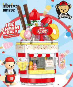 hot Creative DIY Kumamoto Bear Street View Ice Cream Shop Building Block  City Model Bricks  Boys Girls Children Toys Adult Gift
