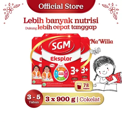 SGM Eksplor 3+ dengan IronC Susu Bubuk Rasa Cokelat 3x900gr - Untuk Usia 3-5 Tahun