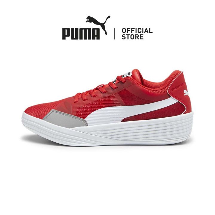 Puma clyde cheap white red