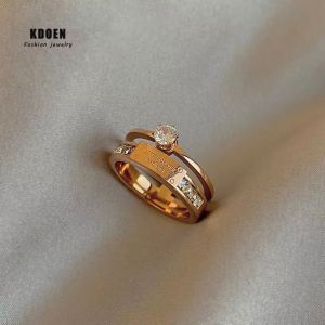 [ Bayar Ditempat ] Cincin Wanita Titanium Rose Gold Permata Anti Karat / Cincin Titanium Wanita / Cincin Wanita Korea 2021 Terbaru