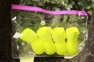 4pcs/set  Pet Dog Cat Shoes Candy Color Booties Rubber Dog Waterproof Rain Boots