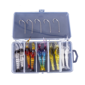 10pcs Simulation Shrimp Fishing Lures Shrimp Lures Rig Fishing Jigs with Hook for Trout Silicone Artificial Baits