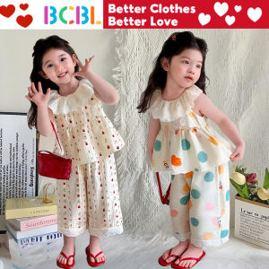 Terno ชุด2ชิ้นสำหรับทารกหญิงเด็กผู้หญิงเด็กน้อยเสื้อกล้ามลูกไม้และกางเกงสไตล์เกาหลีเด็กชุดสูทแฟชั่น1-7ปี
