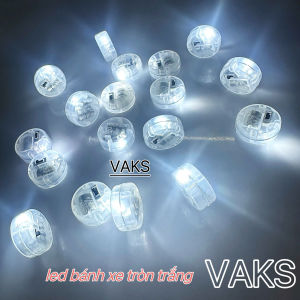 Combo 10 cái Đèn LED mini - Bánh xe tròn phát sáng màu TRẮNG ko chớp- pin có sẵn trong đèn