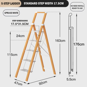 White Spruce Aluminium Step Ladder - 3/4/5 Steps / Foldable / Fireheart Warrior