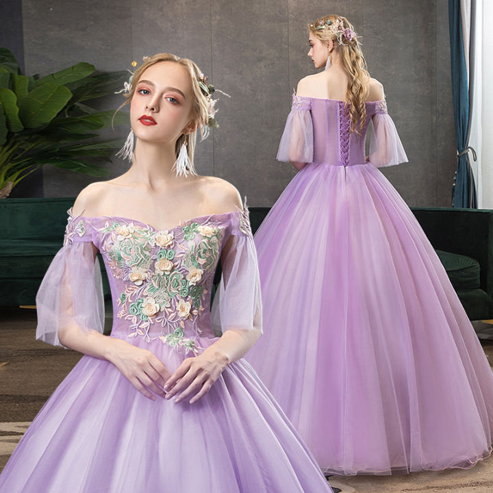 Vintage Lavender Wedding Gown Long Sleeve Debut Sweet 16 Dresses 51010 –  Viniodress
