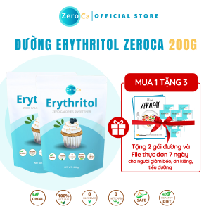 Đường ăn kiêng cho người tiểu đường Erythritol ZEROCA vị ngọt tự nhiên dành cho người ăn Keto các chế độ ăn kiêng giảm mỡ (loại 200g)