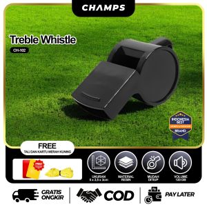 CHAMPS Treble Whistle Peluit Wasit Suara Keras 120 db FREE Kartu Wasit + Tali Lanyard Pluitan