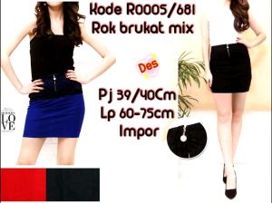 Des Rok mini R0005/681/2487 brukat rok mini impor kombinasi brukat model kekinian fashionable