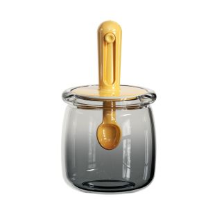 JIANZ Leak Proof Glass Seasoning Bottle Moisture Proof Retractable Spoon Salt Storage Box Simple Light Proof Spice Container Household