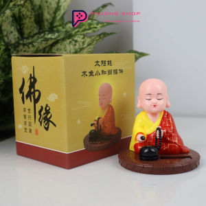 Tượng Phật Chú Tiểu Gõ Mõ Tụng Kinh Dùng Năng Lượng Mặt Trời - Để Taplo Xe Hơi Bàn Làm Việc Cửa Hàng