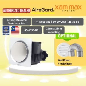 (FREE SHIPPING) Airegard AS6090 D1 Round Package - 4" Exhaust Fan Ventilator [Silent Series] AS-6090-D1 Air Ventilation Exhaust Fan XAMMAX