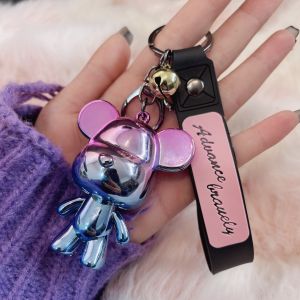 2H Cartoon Lightning Bear Keychain Cute Astronaut Bear Doll Keyring Bag Pendant Couple Car Keyholder Creative Bag Charm Accessories