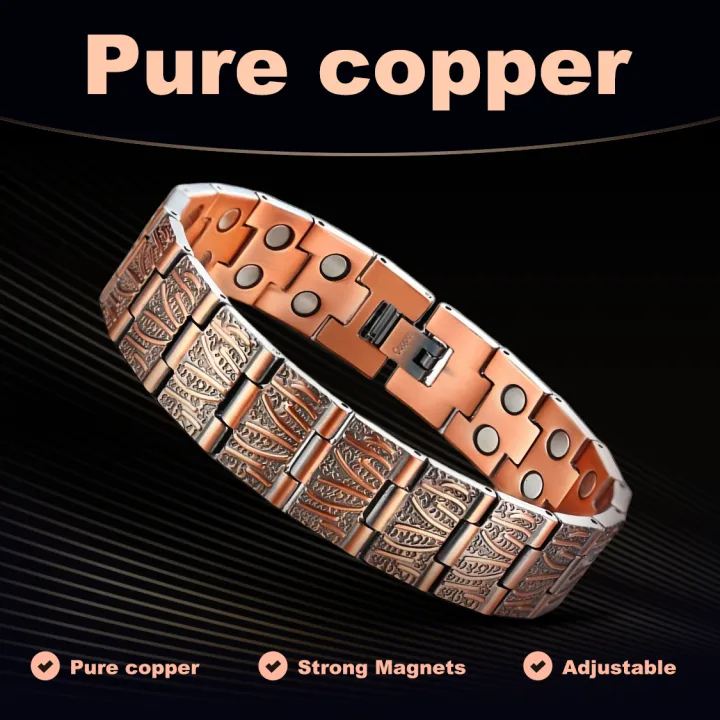 Fashion Pure Copper Bracelet Men Hand Chain Vintage Wrist Band Magnetic Bracelet Copper Health Energy Bracelet