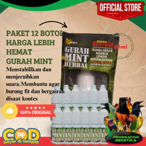 [Grosir] 12pcs Gurah Mint 10ml Obat Serak pada burung Penggacor seketika volume dahsyat Vit Suplemen