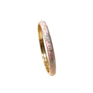 MUKANG Enamel Vintage Cloisonne Bangle Colorful Traditional Lotus Flower Bangle Vintage Classic Womens Hand Bracelet Ladies