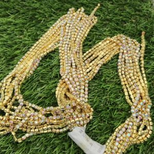 KRISTAL BERLIAN SS RANTAI UKURAN 18 MATA KRISTAL AB PELANGI PER ROLL KUALITAS AA DASAR GOLD EMAS