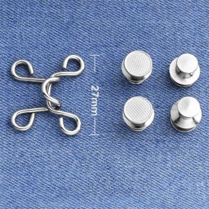 5Pcs/Set Jeans Waist Button Snap Adjustable Detachable Metal Belt Buckle DIY Pant Waistband Shorten Sewing Tools