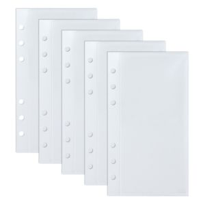 OUREAL 5pcs A6/A7 6 Hole Budget Binder Pockets Transparent PP Loose Leaf Refill Sleeves Durable Waterproof Budget Planner Refill Sleeves Bill/Card Storage