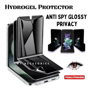 [New] Hydrogel Anti SPY Privacy Glossy Hitam Samsung ZFLIP 6 5 4 3 2 1 Hidrogel Black Gelap Glosy Screen Protector Anti Gores Pelindung Layar Depan Tidak Bisa Lihat dari samping Temperd Temper Jelly Jell Gel Full Cover Galaxy 4G 5G Z Flip Plus