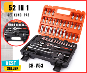 Set Alat Perbaikan Mobil Profesional 52 in 1 - Kunci Pas & Baut Kunci Warna Hitam