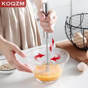[COD] KOQZM KITCHEN 304 Stainless Steel Egg Whisk Semi Automatic Egg Beater Manual Hand Mixer Self Turning Egg Stirrer Kitchen Accessories Egg Tools