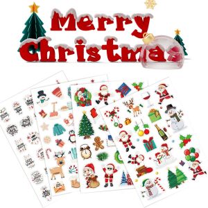 4 Pcs/Set Stiker Natal Merry Christmas Sticker Lucu Tahan Air Estetik Stiker Kartun