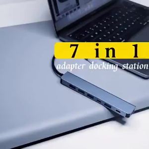 Dual Head Type-C 7-in-1 USB 3.0 High Speed Aluminum Expansion Dock Multi-Function Computer Docking Station For Desktop