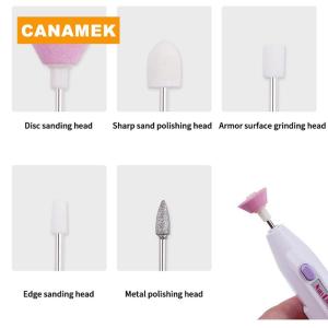 【CANAMEK】 Nail Polisher for Removing Dead Skin Nail Remover Nail Polish Machine Mini Portable Pen Battery Electric Polisher