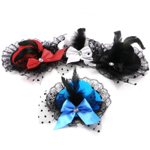 Nữ phong cách mới nơ kẹp tóc ren lông mũ nhỏ cài đầu ưa thích bên fascinator