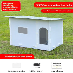 Lovinland Cat House Waterproof Insulated Enclosed Shelter Raised Base Rainproof Windproof Warm Cat Villa for Feral Cats