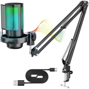 SG RGB USB Microphone Gaming USB Condenser Mic Plug and Play Zero latency Noise Reduction Live Mic