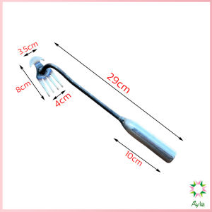 Ayla คราดเก็บหญ้า แบบ mini อุปกรณ์ทำสวน  คราดเหล็ก หัวคู่จอบขุดดิน 4 ฟัน ขุดหญ้า ขุดดิน rake