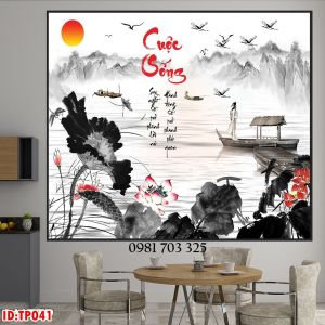 Gạch tranh 3d thư pháp