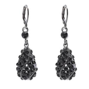 Crystals Adorned Hollow Teardrop Earrings Sturdy Zinc Alloy Construction Comfortable Wear for Special Occasions