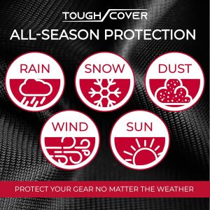 Tough Cover 600D Riding Lawn Mower Cover Heavy-Duty Waterproof - 75" x 47" x 49" Fits up to 54" Deck Black - Riding Mower Accessories for Zero Turn Cover with UV & Dust Protection