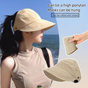 Sun Protection Hat Can Be Tied Ponytail Outdoor Beach Duckbill Hat Breathable Quick Drying Summer Fisherman Hats for Ladies