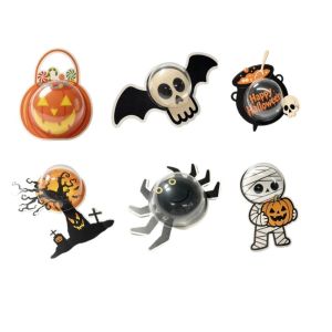 COUPLECOL 6 pcs Clear Plastic Halloween Candy Box Santa Claus Half Ball Cover DIY Gift Box Gift Making Ghost Bat Snack Packaging Box Halloween Party